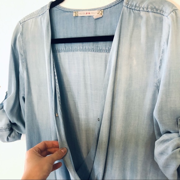 5 for $25 ⭐️ Chelsea & Violet Chambray Denim Romper - Picture 5 of 8